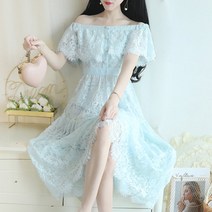 녕동 여름신상 하객원피스 레이스 오픈숄더 롱 원피스 셀프 웨딩 드레스 QUY777 +사은품