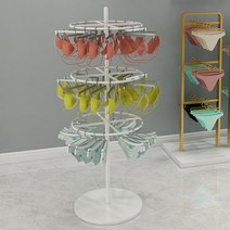 원형 회전식 속옷 양말 옷가게 선반 진열대 업소용, 삼단화이트