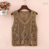 손뜨개조끼 여성 나시 그물 조끼 여름 얇은 상의 니트