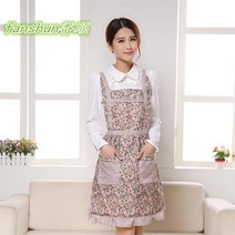 휴대용앞치마 Printing Waterproof Cooking Apron Princess Apron Dress Thicken Women Cotton Bib with Pockets, 3