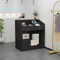 인포데스크 카운터계산대 병원데스크 카운터테이블 포스기 미용실 원목 데스크 24, 100x40x92cm, B타입블랙더블서랍