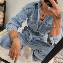 데일리 점프수트 여성 데님 연청
