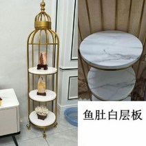 가방 진열장 장식장 코너 드레스룸 고급 여성 보관함 명품 거실, 작은 금색 3단 인조대리석 원목선반