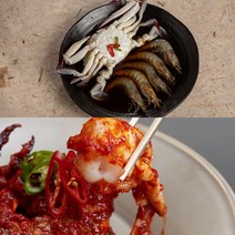 [정세미간장게장] 매스컴이 극찬한 명품맛집 직접끓여 건강한 맛 반반 1인 암게 세트, 양념게장 400g, 숫(중) 1, 오징어젓갈 300g