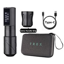 타투 머신 용품 기계 TRex 전문 무선 문신 펜 휴대용 1800mAh 파워 2607mm 코어리스 강력한 모터 회전 영구 메이크업, 1개, 1.Black