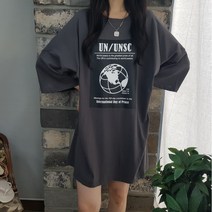 상상그이상 여성용 국내제작 지구 원피스 박스티셔츠 캐주얼 프린팅 코튼 반팔 롱티셔츠 임산부룩 레깅스코디 오버티셔츠