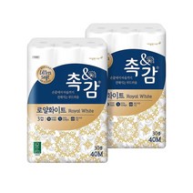 깨끗한나라 촉감 촉앤감 로열화이트 화장지 3겹 40m x 60롤 2팩, 상세페이지 참조
