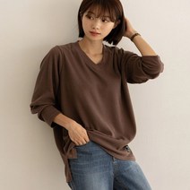 엘리시아 패치 골지 긴팔 티셔츠 빅사이즈 여성의류