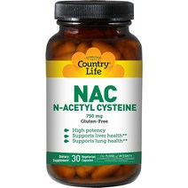 나우푸드 nac 영양제 NACC nacl Country Life N-아세틸 시스테인 750 Mg 30 베지캡
