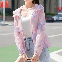 아우터 1P 여성 얇은 점퍼 후드집업 비치 여름 2컬러 Dr