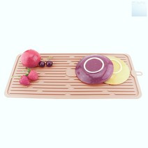 socean 식판 받침대 겸 식기 실리콘 건조 매트 핑크 그릇 건조대 드라잉 매트 싱크대 패드 설거지 물빠짐 트레이 컵