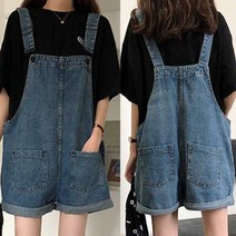 학생 여자 편한 데일리룩 패션 루즈핏 멜빵 반바지 멜빵반바지 _ 97968EA