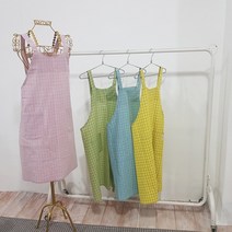 린넨 체크 앞치마, 린넨 체크 앞치마(핑크)