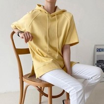 옷자락 [옷자락] 여자 봄여름 지퍼 후드모자 반팔 티셔츠