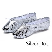 발레토슈즈 성인 취미빛나는 부드러운 밑창 발레 댄스 슬리퍼 여아용 슈즈 숙녀 발레리나 여성 체조, 06 31, 04 Silver Dot