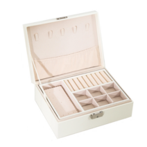 오브민 가죽 2단 악세서리 보관함, 화이트, 1개