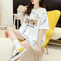 대외 무역 낙서 날염 반팔 티셔츠