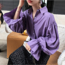 퐁순싸롱 코튼 퍼프 벌룬 가오리소매 셔츠 나그랑 블라우스 YJ