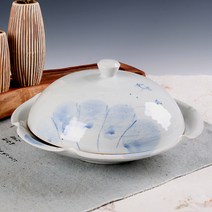 고백자 청화연화문 뚜껑 다식 접시 4호