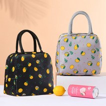 레몬패턴 보냉백 2P 세트, 그레이, 블랙
