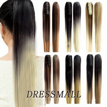 매직 집게머리 여자 부분 가발 여성 생머리 묶음머리, 투톤브라운