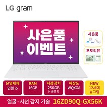 2022 LG전자 그램 16ZD90Q-GX56K (40.6cm 인텔12세대 앨더레이크 CPU NVMe 256GB 16GB), WIN11 Home, 16GB, 512GB, 코어 i5, 화이트