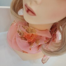 봄 쁘띠 복고 핑크 쉬폰 스카프