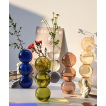 물방울 컬러 유리화병 이케바나화병 럭셔리 버블 꽃병 북유럽 장식 꽃꽂이 인테리어화병 꽃화병, 브라운 3단