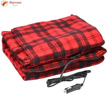 Apnoo 전기요 자동차용 극세사 3단 조절 온열 전지담요, 12V(150cm*110cm), 블랙+홍색