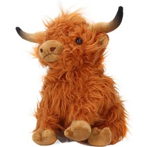 Asixxsix Highland Cow Plush Toy 9.1inch Lifelike Cute Soft Highland Cow Stuffed Animal Plush Cattle, 한개옵션0