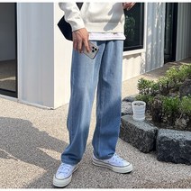 [당일발송] 남자 와이드 청바지 허리밴딩 세미 연청바지 데님 팬츠 스판 빅사이즈 (3color)