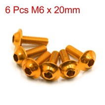 휠캡 수입차부품 볼트너트 X Autohaux 68101520 개 M6 x 20mm 주황색 육각 번호판 오토바이 용 페어링 볼트 나사 20 팩, Gold Tone 6Pcs