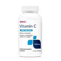 GNC 비타민 C 타임드 릴리스 1000mg 베지테리안 캐플렛, 90개입, 4개