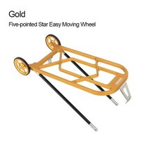 캐리어 바퀴AL6061-T6 알루미늄 합금 경량 후면 선반 바퀴 Brompton 접이식 자전거에 적합, 04 Gold and wheels