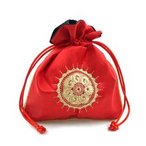 퍼스트 여성용 실크 천 미니 드로스트링 패키지 화장품 보관 더스트 백 파우치 파티 및 결