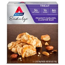 Atkins 인덜지 피넛 캐러멜 클러스터 바, 34g, 5개