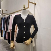 레니본 배색단추 골지니트 RW21B9KC713V