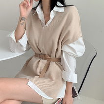 베스트 루즈핏 롱 니트조끼