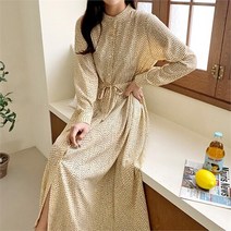 [코지23] 여자 아기자기한 플라워 패턴 차이나카라 셔츠 롱원피스