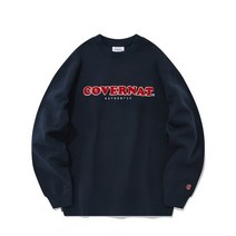 스트릿 커버낫 COVERNAT 부클 쿠퍼 로고 기모 맨투맨 네이비 편한 착용감