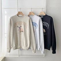 커플 남녀공용 오버핏 강아지 그림 리트리버 불독 맨투맨