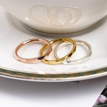 (폭스타일)(실버) 심플 컷팅 반지(2mm G RG BK) [SN:49A61C#810], Rose gold