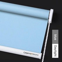 CASAYA 블랙 아웃 롤러 블라인드 드릴 시스템 사무실 주방 침대 룸 절반 또는 전체 그늘 품질 회색 창 블라인드 사용자 정의 크기, W130xH180cm, DL Light Blue 3762+W60xH180cm