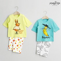 멜리스 국내생산 유아 아동 7부 코튼모달 내의 실내복 상하세트 자가드 슬러브 봄 여름 가을