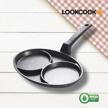 LOOKCOOK 차콜 2구 에그팬 후라이팬 직화용 미니전 팬케이크 계란후라이