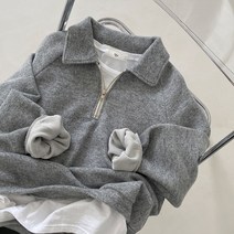 [겉기모/부드러움/5color] 소프트 터치 5color - 포근 기모 루즈핏 나그랑 반집업 카라 맨투맨]카라멜하프맨투맨