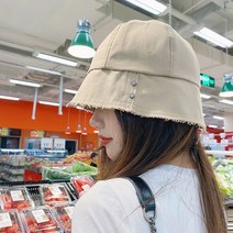 잘생쁨 여성 소두 작은머리 벙거지모자 코튼 버킷햇 플로피햇