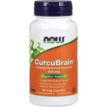 [미국직구] Now Foods Curcubrain 400mg 채식주의 하이 퀄리티 커큐민 화이트보틀 50vegi capsule 1팩, 수량, 상세참조