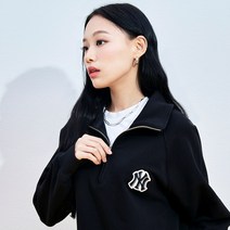 MLB 베이직 미디움로고 반집업 오버핏 맨투맨 NY (Black) 843957