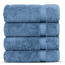[미국정품매장] 가성비 추천 Chakir Turkish Linens |호텔 및 스파 퀄리티 100% 면 고급 터키산 타월 | 부드럽고 흡수력이 좋습니다(수건 4개 하얀색), Wedgewood_35x70 Large Bath She